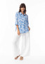 Escape by OQ Printed Linen/Rayon 3/4 SLV SHIRT in BLUE (#72543)