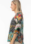 Orientique 3/4 Sleeve Cotton Pleat Top in GUARATIBA Print (#62755) Orientique 3/4 Sleeve Cotton Pleat Top in GUARATIBA Print (#62755)