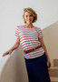 LOU LOU BAMBOO JANIS TEE - LIPSTICK/WHITE STRIPE LOU LOU BAMBOO JANIS TEE - LIPSTICK/WHITE STRIPE