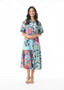 Orientique Collared Patchwork Midi Dress in IKEBANA Print (#20141)