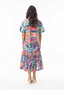 Orientique Collared Patchwork Midi Dress in IKEBANA Print (#20141)
