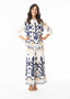 Orientique 3/4 slv Collared Shirt in NAZCA print (#42190) with NAZCA Wide leg Pant (#4658)