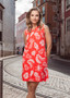 Orientique Stretch Cotton  Shift Dress in Comodoro Red (#10067)