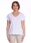 CAFE LATTE V-NECK COTTON SPANDEX TEE (#CLM476) in WHITE