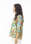 ORIENTIQUE FRILL Neck 3/4 top in CURACAO Print (#32455)