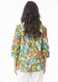 ORIENTIQUE FRILL Neck 3/4 top in CURACAO Print (#32455)