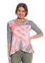 CAFE LATTE V-Neck Elbow Slv Hi-Lo Burn Out tee (#CLM506) in KHAKI