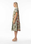Orientique Collared Patchwork Midi Dress in LIMA OLIVE Print (#20107)