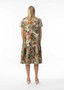 Orientique Collared Patchwork Midi Dress in LIMA OLIVE Print (#20107)