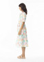 ESCAPE BY OQ EMBROIDERED ELBOW SLEEVE DRESS - CORAL PRINT (#81319)