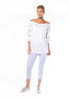 Cafe Latte Cotton Peasant top (CLM448) in White