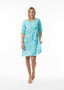 Orientique Elbow Sleeve Contemporary Dress in MONTEVIDEO AQUA Print (#10073)