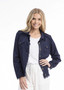 Orientique Linen Blend Fringe Jacket in NAVY (#62843)