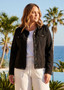 Orientique Linen Blend Fringe Jacket  in NAVY (#62843)