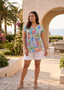 Orientique Cotton Pleat Top in 50Yrs Travel Print (#23179)
