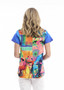 ORIENTIQUE V-Neck Contemporary Tee in FRENCH RESTAURANT Print (#23183)