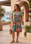 Orientique Cotton Cap Sleeve Dress in GAMBETTA Print (#30264)