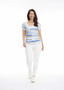 Cafe Latte CLM602 V-Neck Print Tee