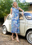 Orientique V-Neck Pleat Dress in 50YRS ORIENTAL Print (#30260)