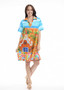 Orientique Cotton Boxy Collar Dress in PARK GUEL Print (#21885 P)