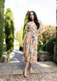 Orientique Tie Waist Collar Dress in GORDES Print (#21861)