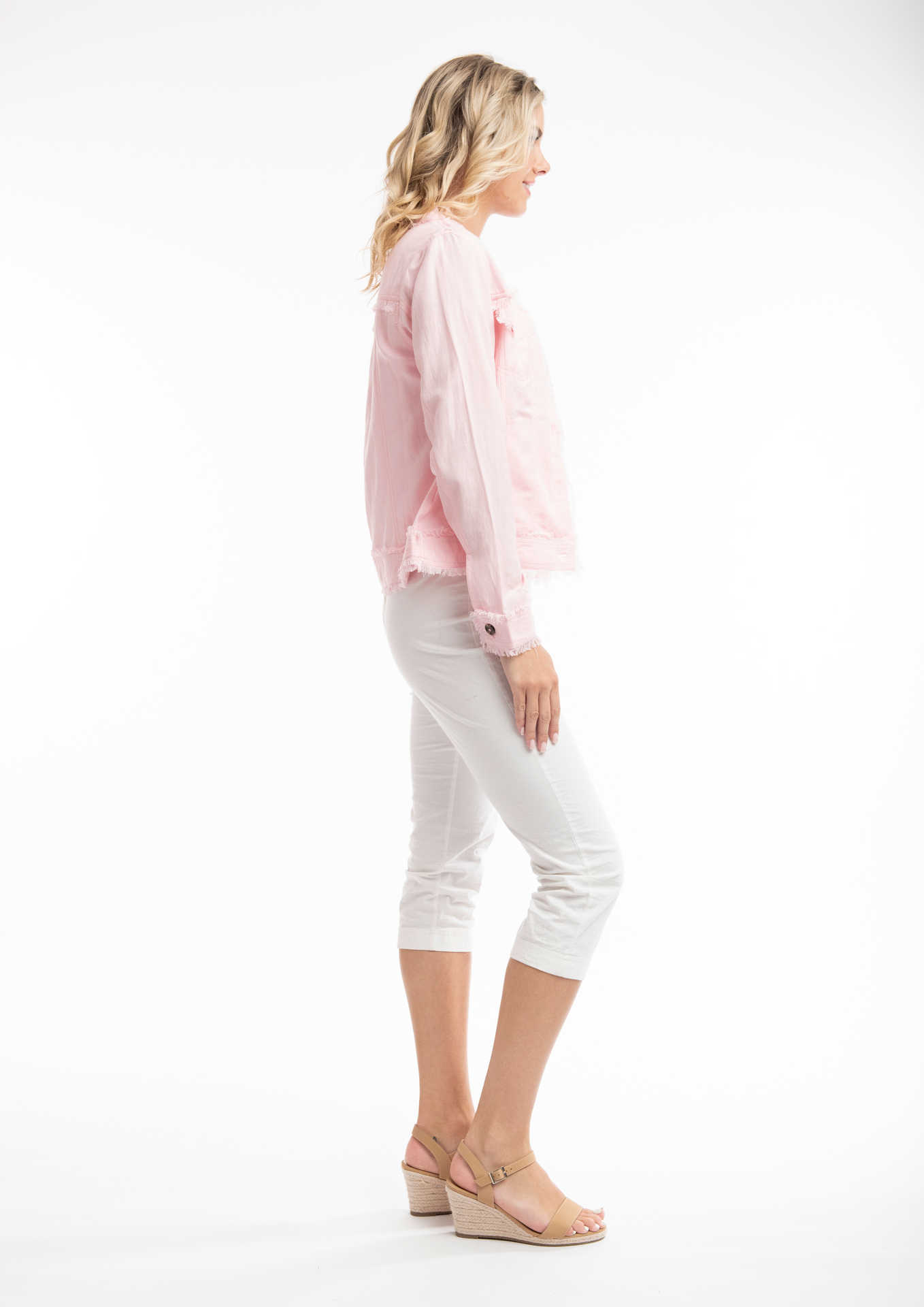 Shop Orientique Linen Blend Jacket in Strawberry Cream (#62617 ...