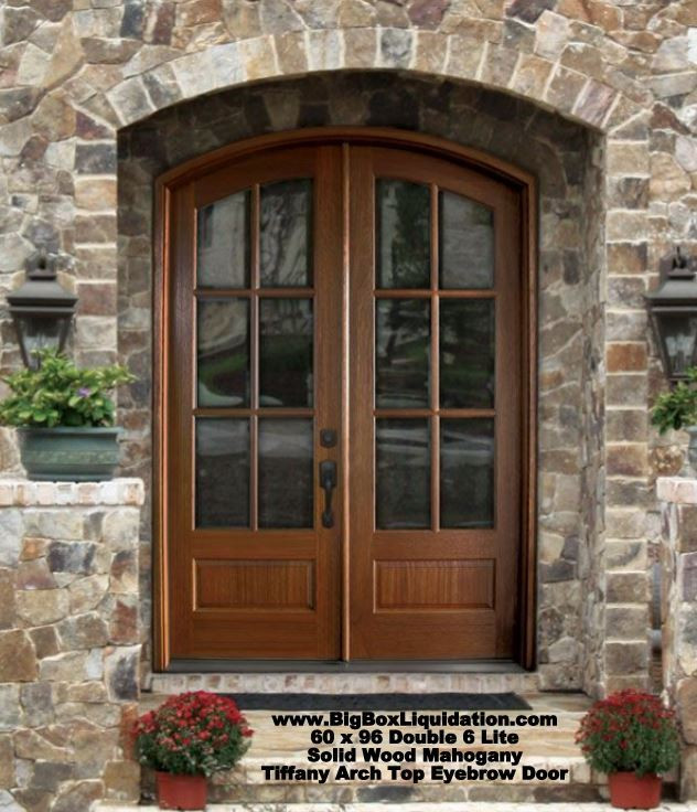 Tiffany 6 LIte 64x96 Prehung Arch Top Eyebrow Double Mahogany