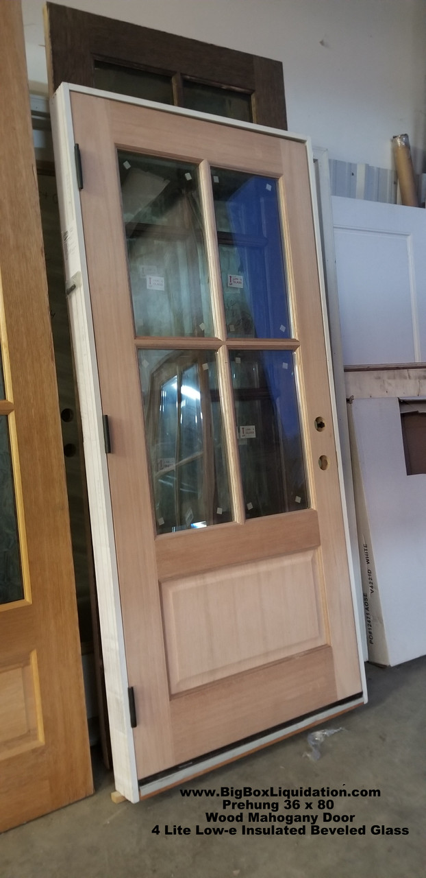 木戸 36 in. x 80 in. Right-Hand 4 Lite Insulated Beveled Glass TDL