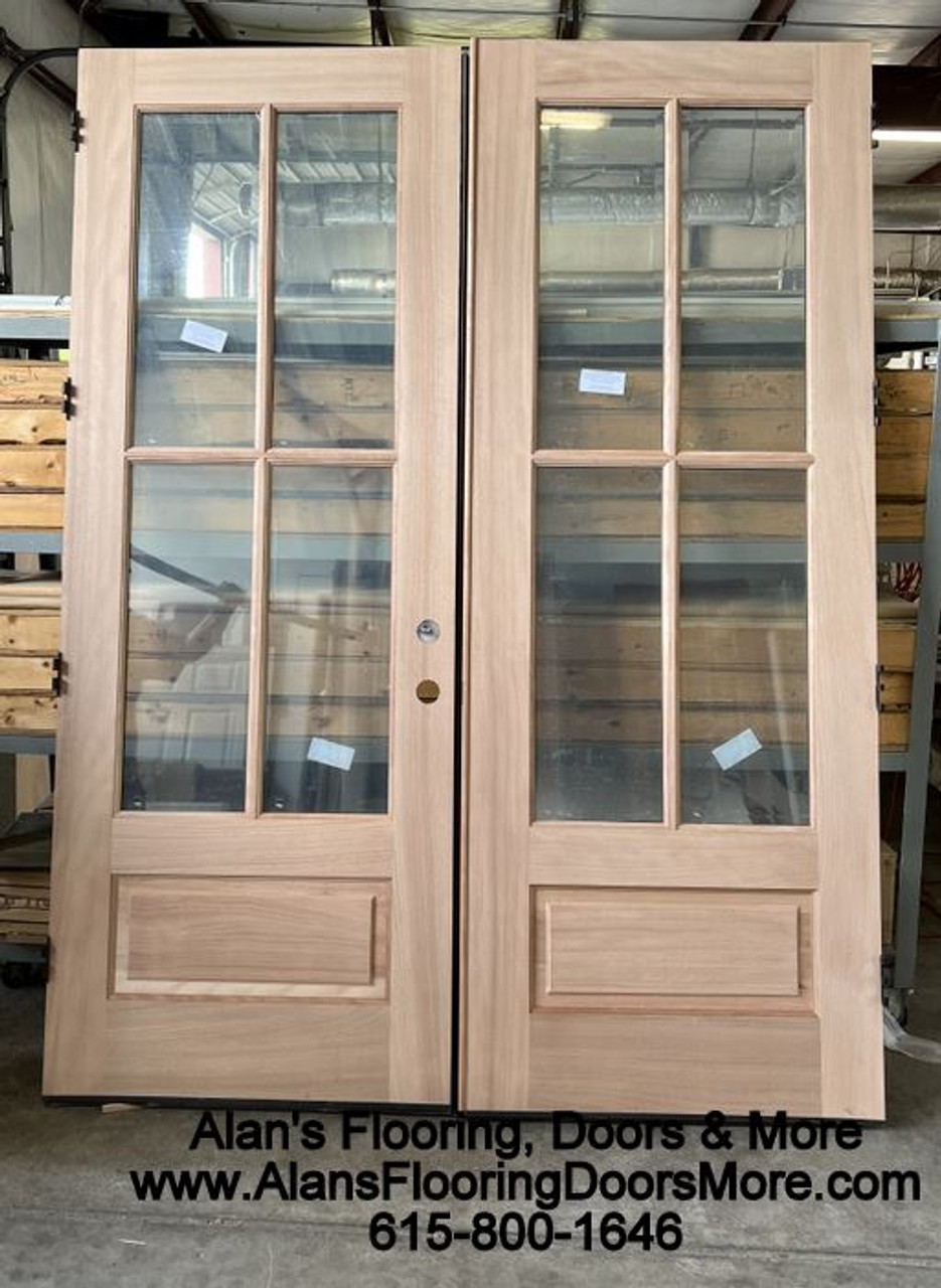 Mahogany Wood Double French Door with 10/5 Glass Prehung