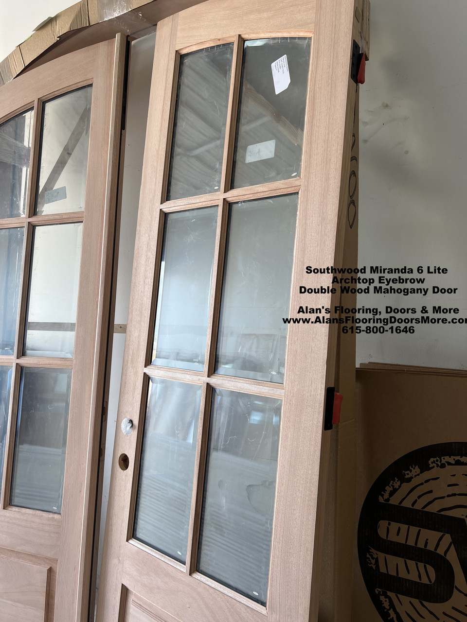 6-Lite Low-E Mahogany Prehung Wood Double Door Unit