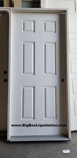 36 in. x 80 in. 6-Panel Left-Hand Inswing Primed White Smooth Fiberglass Prehung 4 9/16s in. Primed Poplar Jambs, Matching Oil Rubbed Bronze Hinges & Threshold Front Exterior Door