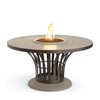Fiesta Dining Fire Table - 54" Dia Dining-Height Gas Fire Pit, Bronze Metal Top & Base, 12" Stainless Star Burner (NG/LP, Manual Flame Sensing, Internal LP Storage)