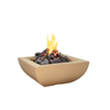 Bordeaux Square Fire Bowl - 36" x 36" GFRC + Refractory Concrete Outdoor Fire Feature, 16" Stainless Star Burner (NG/LP, Manual or Bluetooth FyreStarter)