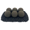 American Fire Glass AFG-FBL-TG Ceramic Lite Stone Balls, Uniform 4" Set of 6, Thunder Gray