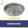 American Fire Glass Stainless Steel Round Drop-in Fire Pit Burner Pan - SS-RSP-25-ASBL