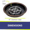 American Fire Glass Round Oil Rubbed Bronze Drop-in Pan with Burner - OB-RSP-19-ASBL