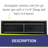 American Fire Glass Rectangular Oil Rubbed Bronze Drop-in Pan with Burner - OB-AFPP-48