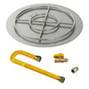 American Fire Glass Round Flat Fire Pit Burner Pan Match Light Kit High Capacity - SS-RFPMKIT-N-30H