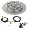 American Fire Glass 18" Round Stainless Steel Flat Pan with Spark Ignition Kit