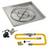 American Fire Glass 30" Square Stainless Steel Drop-In Pan with Spark Ignition Kit (24" Fire Pit Ring) - Natural Gas
