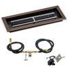 American Fire Glass 24" x 8" Rectangular Oil Rubbed Bronze Drop-In Pan with Spark Ignition Kit