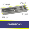 American Fire Glass 24" x 8" Rectangular Stainless Steel Drop-In Pan with AWEIS System 