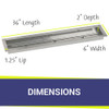 American Fire Glass 36" x 6" Stainless Steel Linear Channel Drop-In Pan with AWEIS System