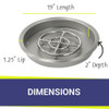 American Fire Glass 19" Round Drop-In Pan with AWEIS System (12 Fire Pit Ring) - Natural Gas Bundle