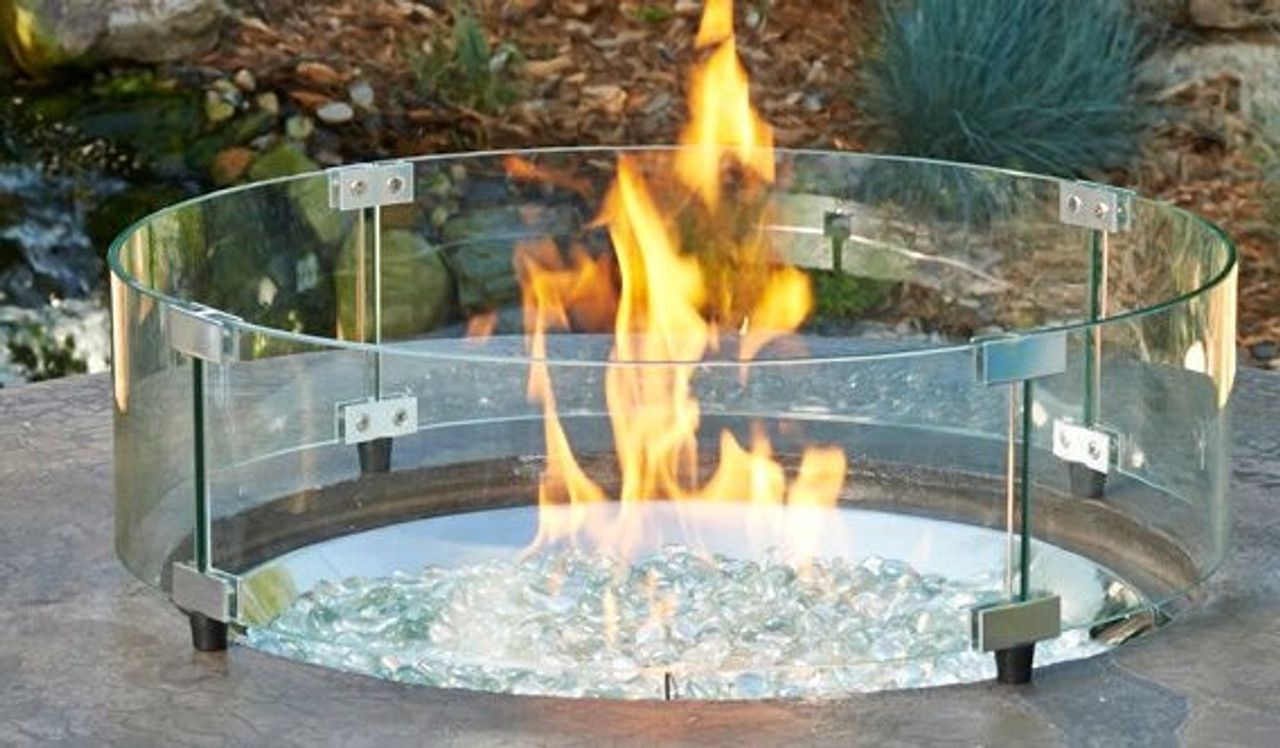 Curved Glass Fire Screen 25" Round Glass Guard for Fire Pit