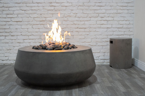 Oasis Fire Bowl – 42" Round Concrete Gas Fire Pit with Sloped Straight Edge (65,000 BTUs, Propane/Natural Gas)