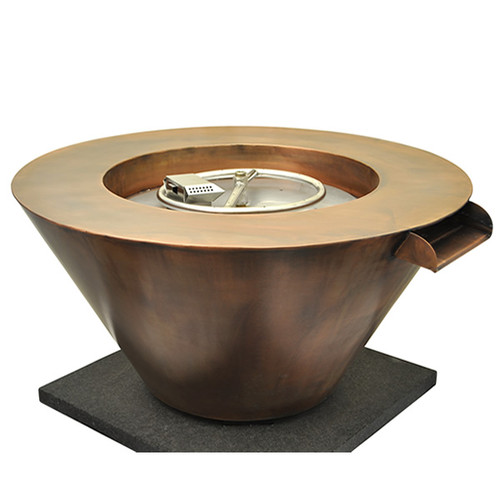 Hearth Products Controls - Mesa Copper Round Fire & Water Bowl - 32" Diameter x 15" H - Electronic Ignition