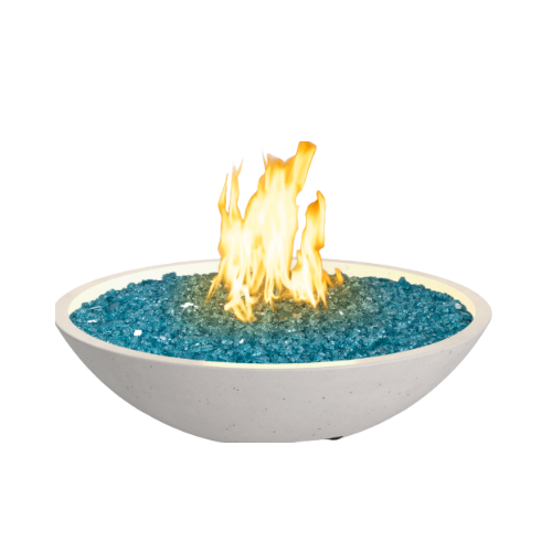 Marseille Fire Bowl - 32" Dia GFRC Outdoor Fire Bowl, Low Profile, 16" Stainless Star Burner (NG/LP, Manual Flame Sensing, Optional Waterspout)