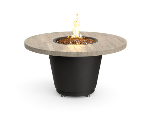 American Fyre Designs - Reclaimed Wood Cosmopolitan Round - Chat Height Firetable - Silver Pine