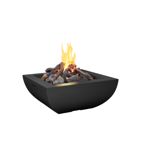 Bordeaux Square Fire Bowl - 36" x 36" GFRC + Refractory Concrete Outdoor Fire Feature, 16" Stainless Star Burner (NG/LP, Manual or Bluetooth FyreStarter)